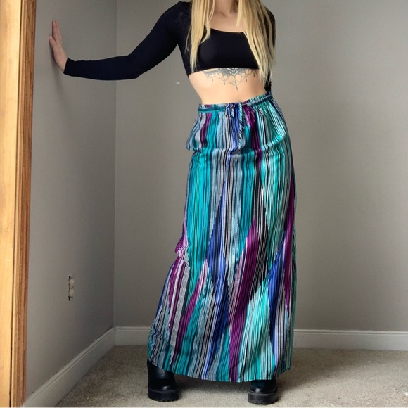 Multi color striped maxi skirt with slit by Worthington - Picture 5 of 5